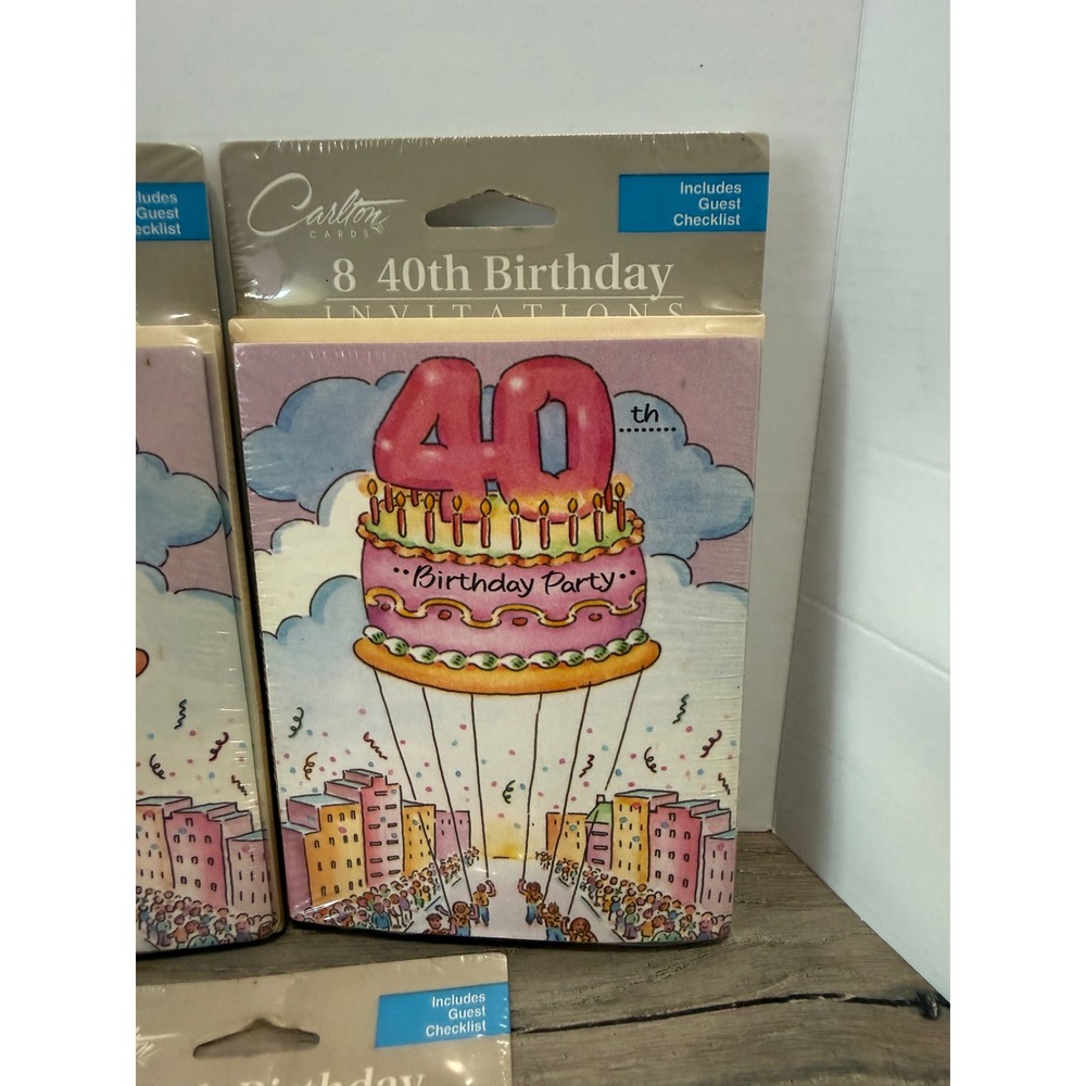 Carlton Cards 40th Birthday Party Invitations Lot of 5 Packs 40 Total New Sealed - Picture 2 of 3